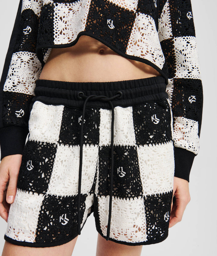 Karl Lagerfeld Women's Crochet Shorts | Black/White