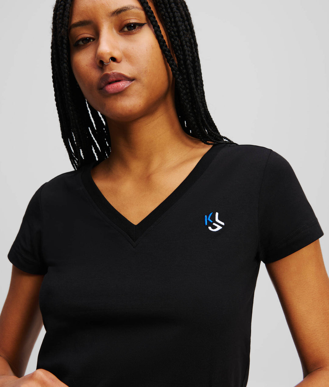 Karl Lagerfeld Slim Fit V-neck T-shirt | Black