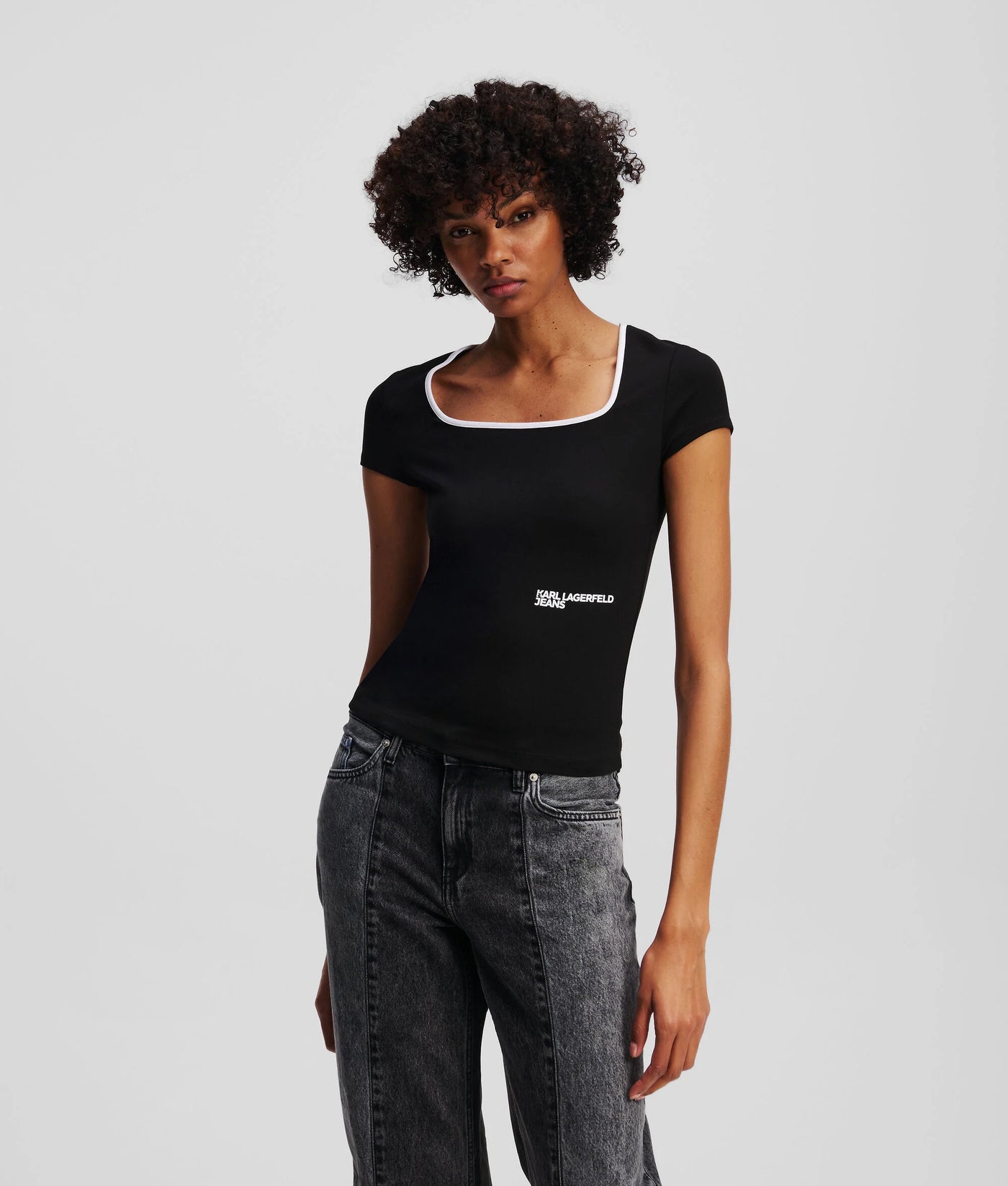 Karl Lagerfeld Square Neck T-shirt | Black