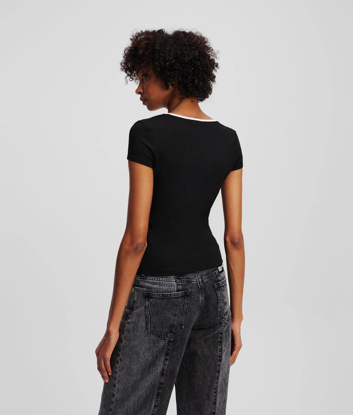 Karl Lagerfeld Square Neck T-shirt | Black