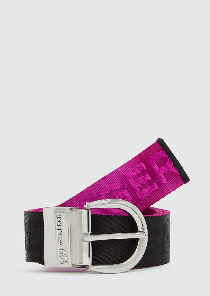 Karl Lagerfeld Reversible Webbing Women's Belt | Berry/Black
