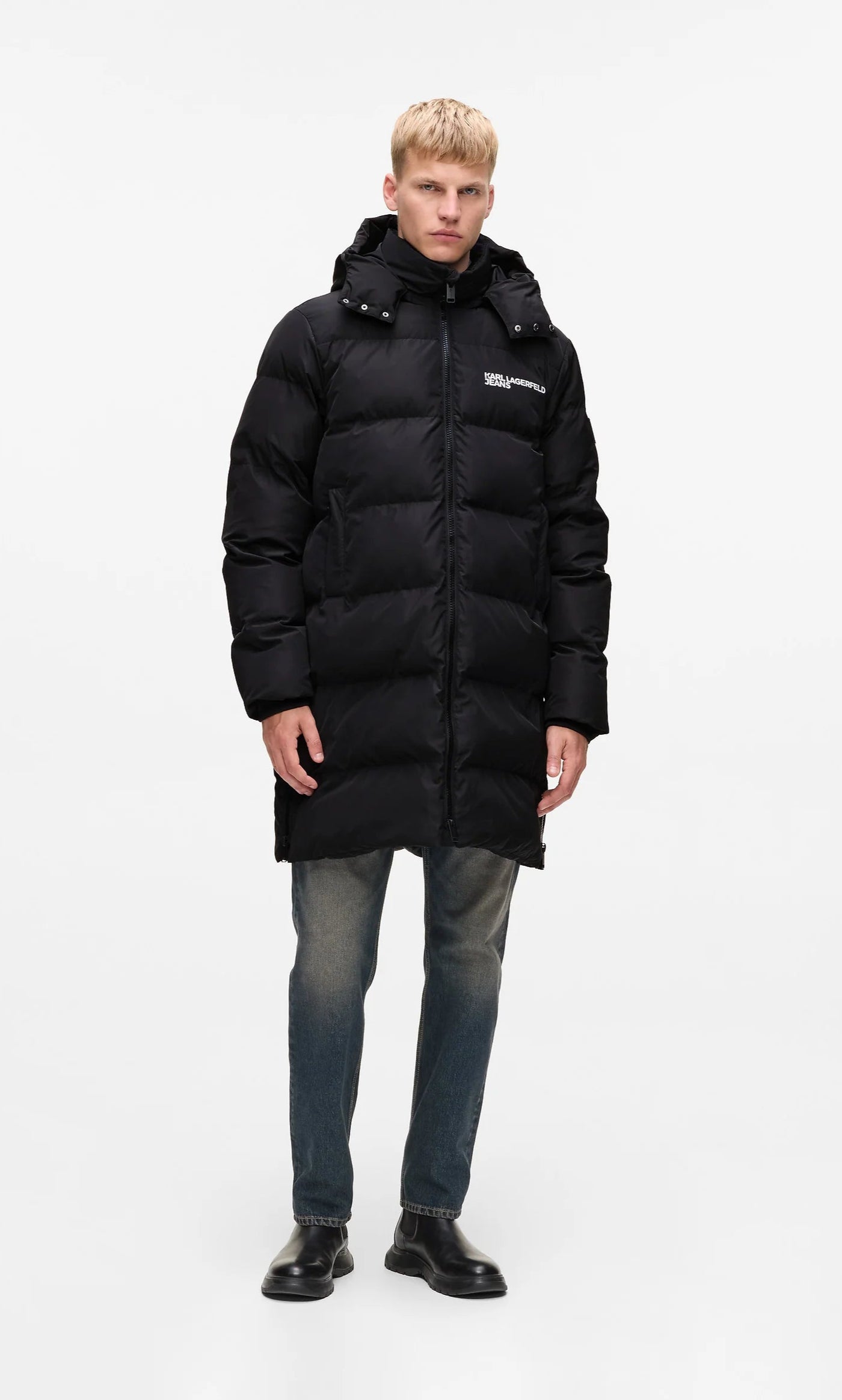 Karl Lagerfeld Men's Long Puffer Jacket | Black