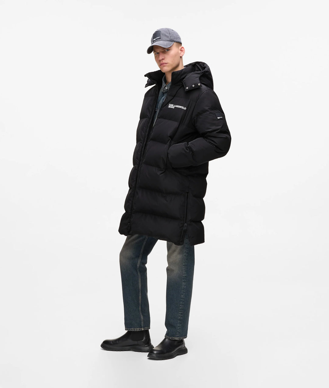 Karl Lagerfeld Men's Long Puffer Jacket | Black