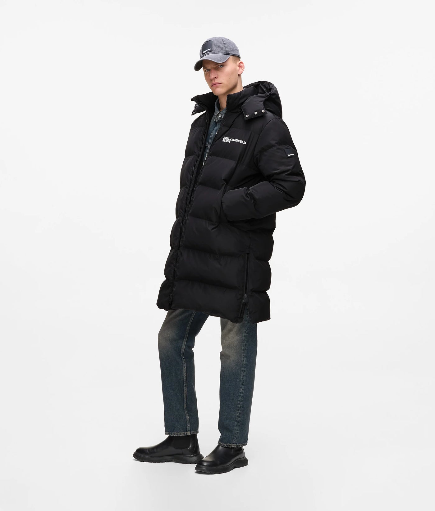 Karl Lagerfeld Men's Long Puffer Jacket | Black