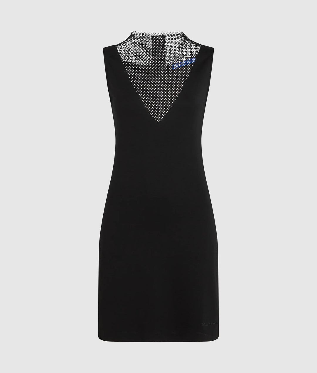 Karl Lagerfeld V-Neck Rhinestone Mesh Dress | Black
