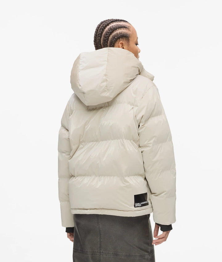 Karl Lagerfeld Women's Shiny Puffer Jacket | Off White