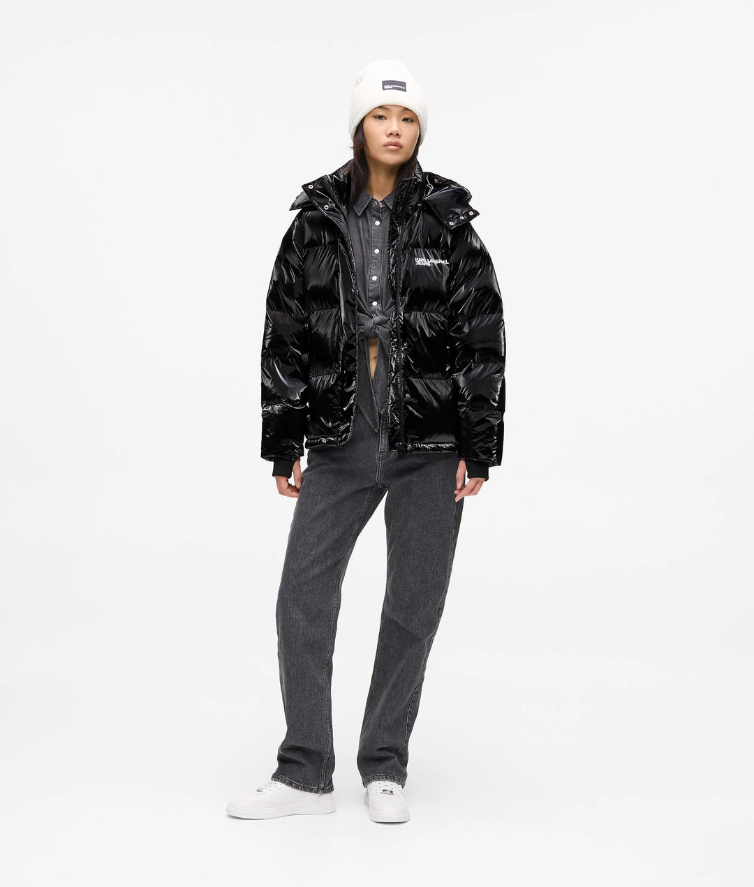 Karl Lagerfeld Women's Shiny Puffer Jacket | Black