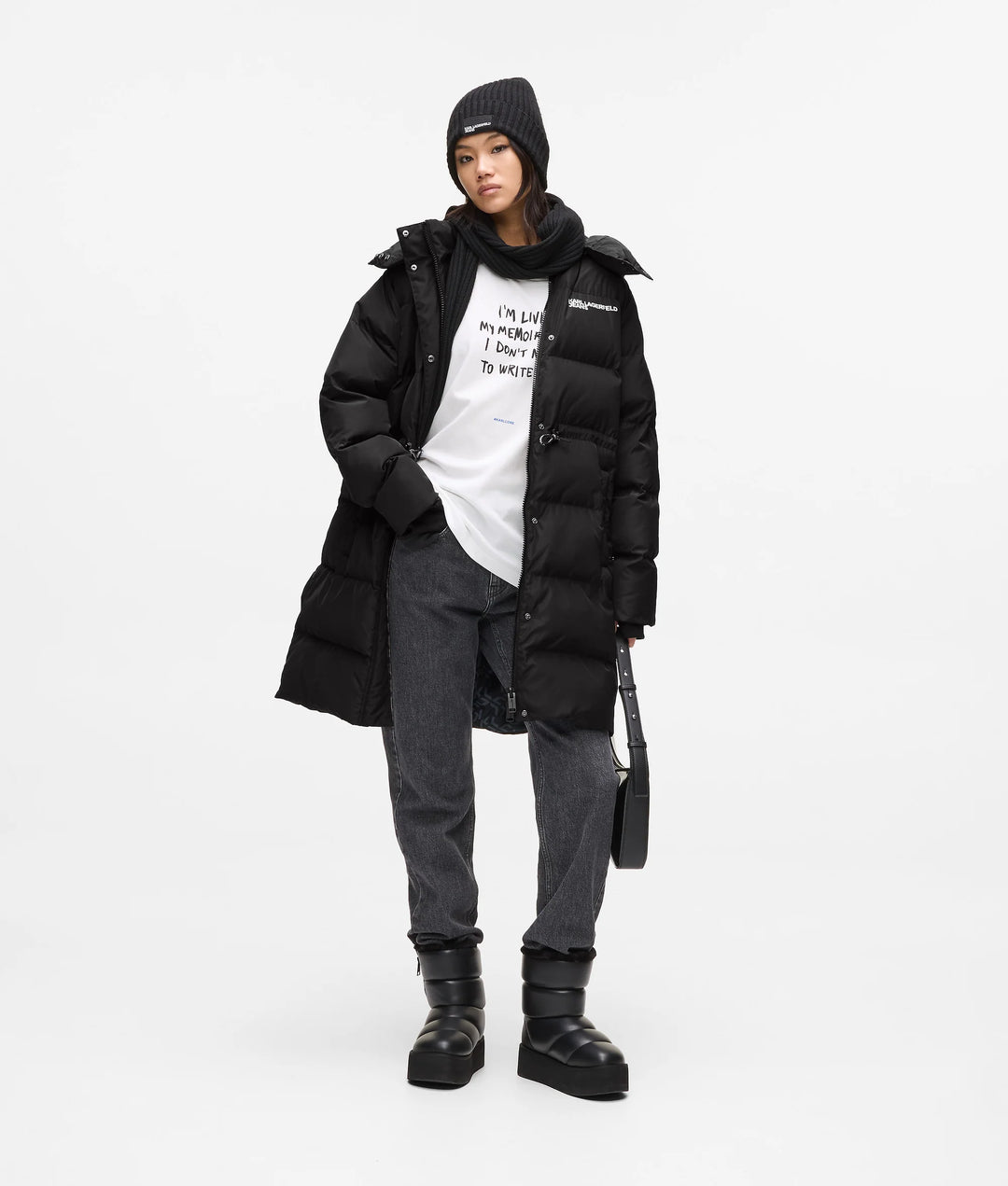 Karl Lagerfeld Women's Long Puffer Jacket | Black