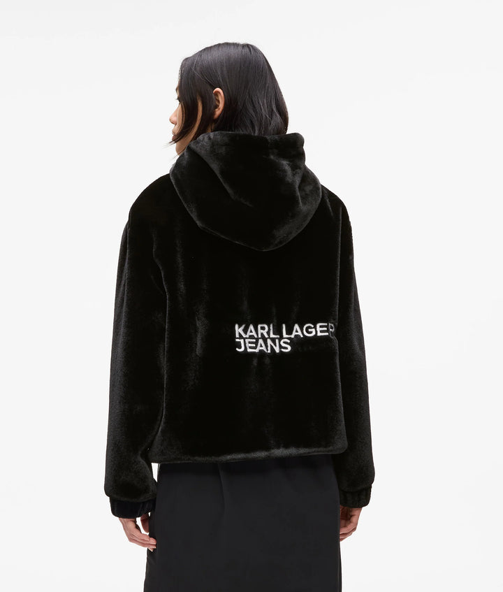 Karl Lagerfeld Faux Fur Jacket | Black