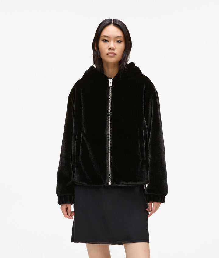 Karl Lagerfeld Faux Fur Jacket | Black