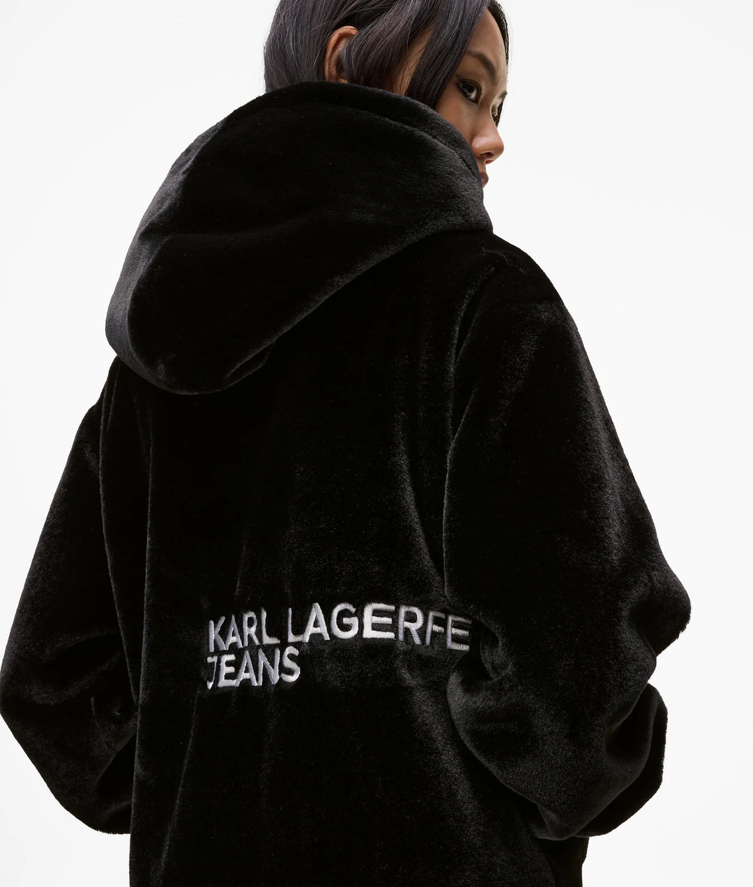 Karl Lagerfeld Faux Fur Jacket | Black