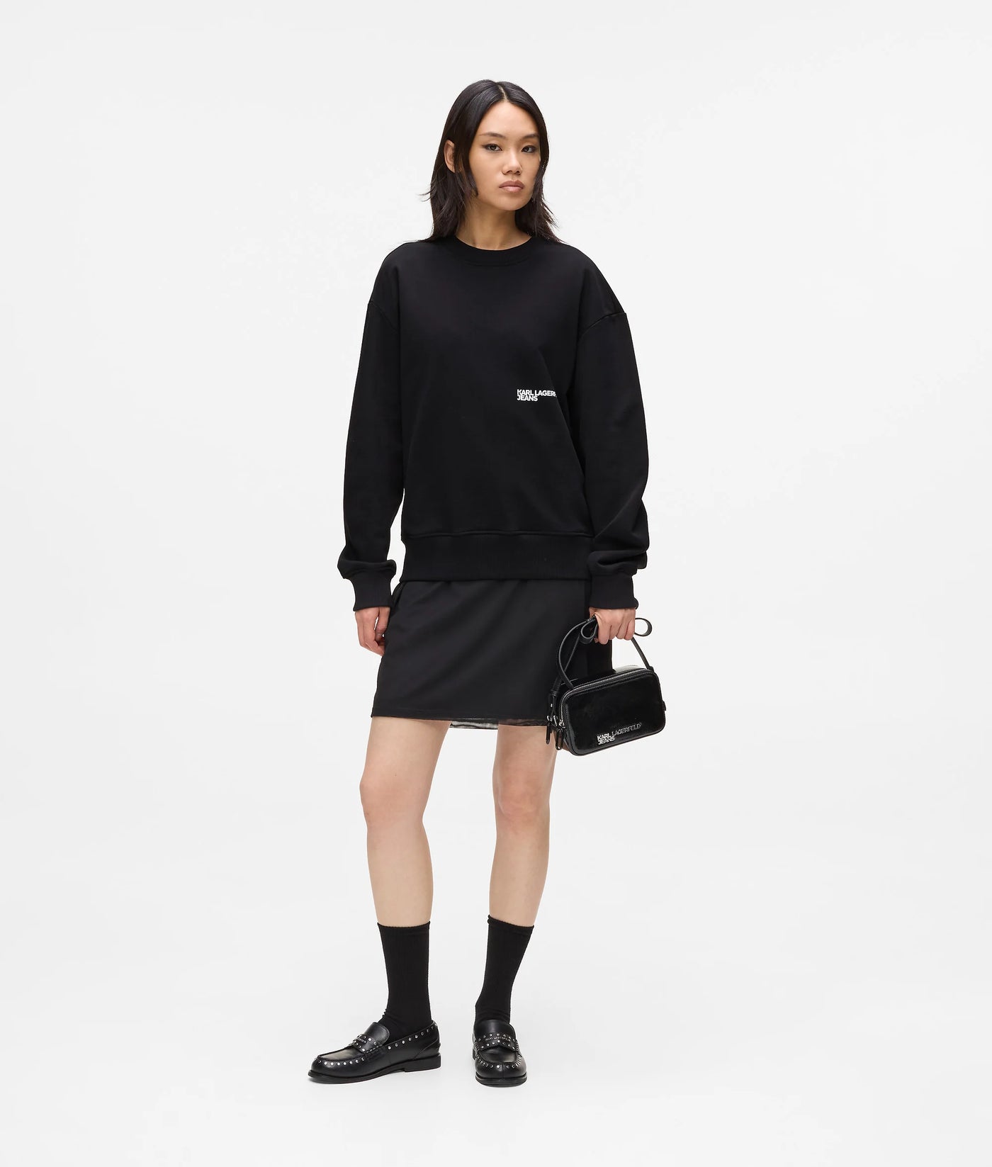 Karl Lagerfeld Women's Relaxed Karl Quote Sweatshirt | Black