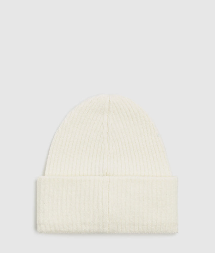 Karl Lagerfeld Unisex Logo Patch Long Beanie | Off White