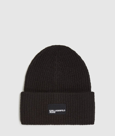 Karl Lagerfeld Unisex Logo Patch Long Beanie | Black