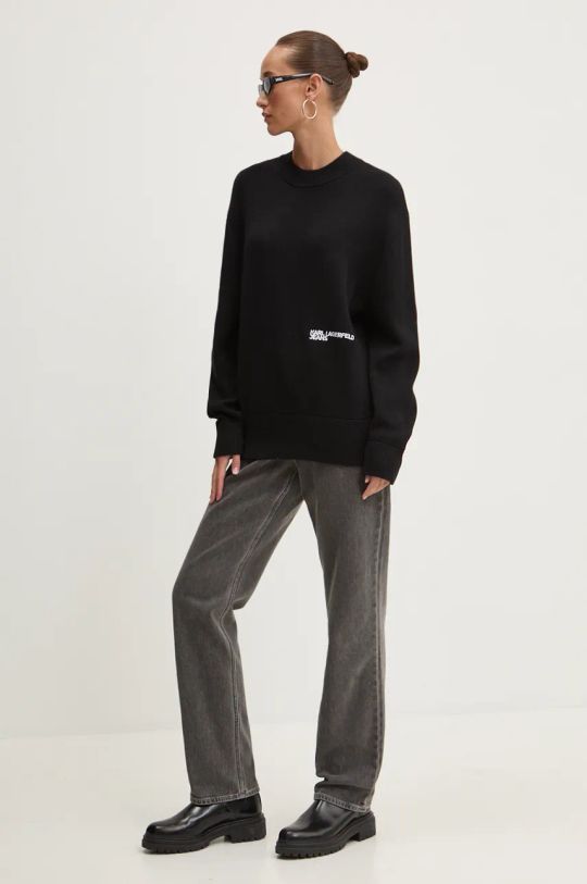 Karl Lagerfeld Cotton Regular Fit Knitted Sweater | Black