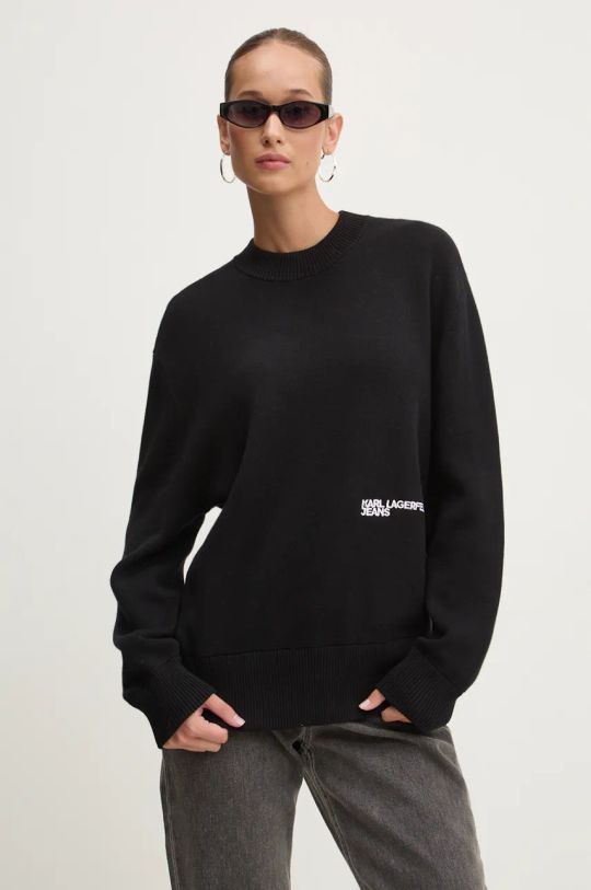 Karl Lagerfeld Cotton Regular Fit Knitted Sweater | Black