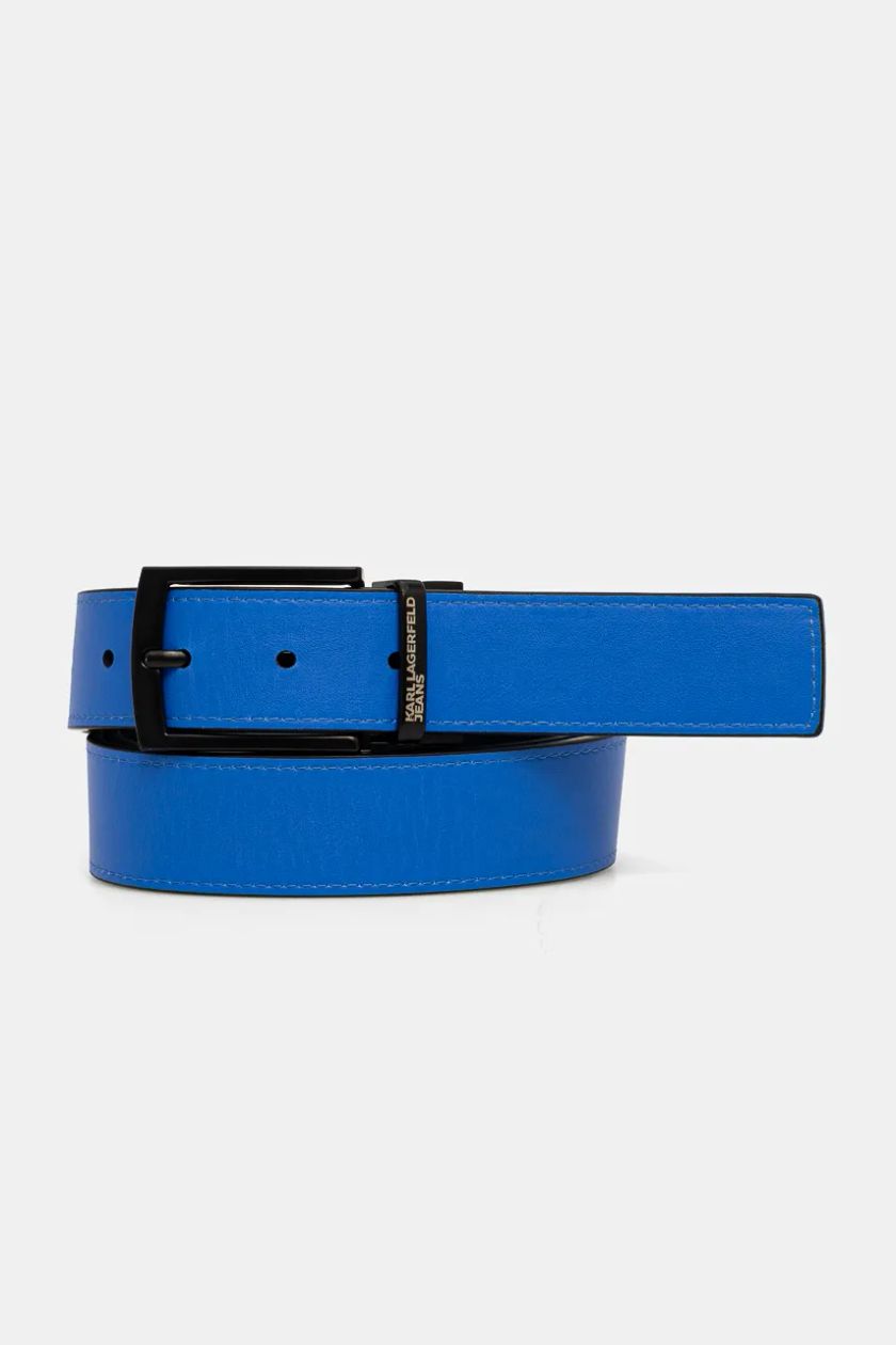 Karl Lagerfeld Reversible Leather Belt | Black/Blue