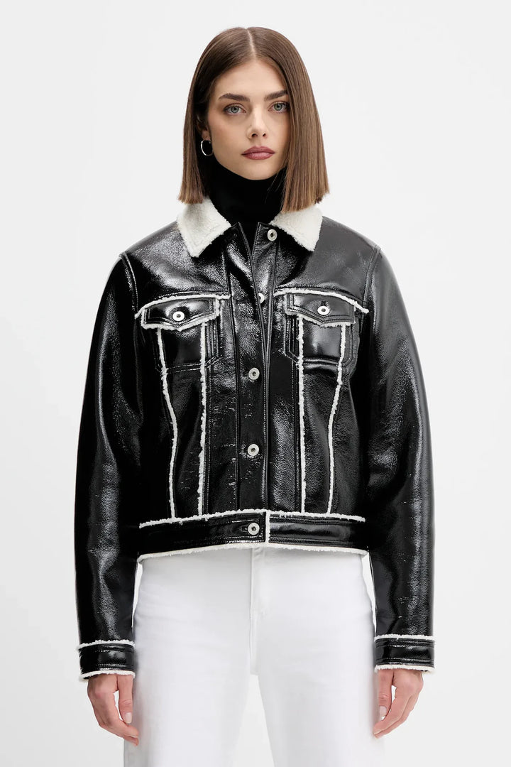 Karl Lagerfeld Women's Faux Leather Jacket | Black/White