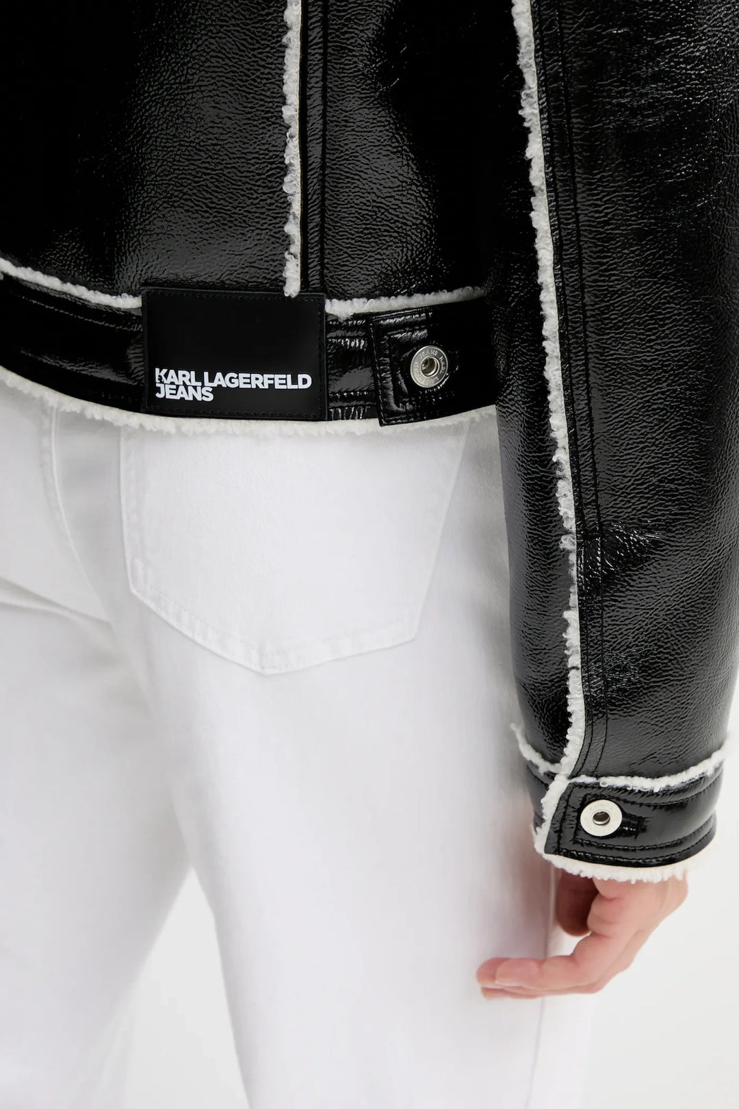 Karl Lagerfeld Women's Faux Leather Jacket | Black/White
