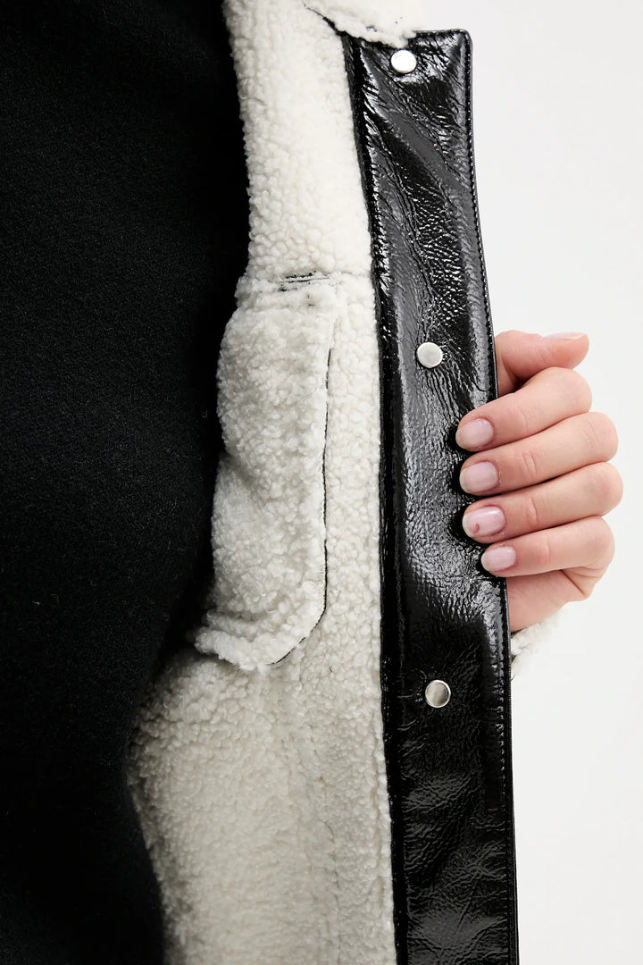 Karl Lagerfeld Women's Faux Leather Jacket | Black/White