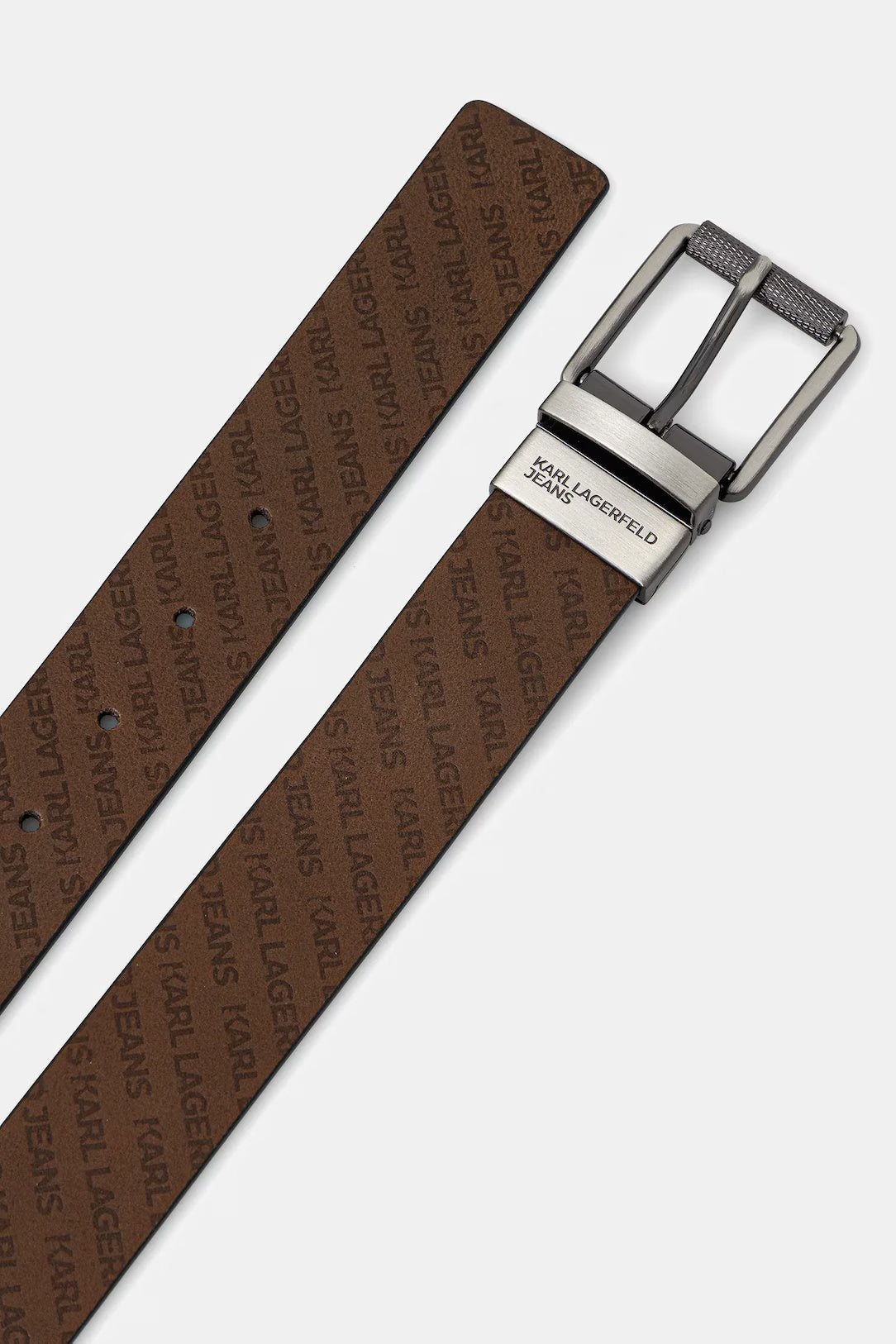 Karl Lagerfeld Reversible Leather Debossed Belt | Brown