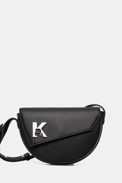 Karl Lagerfeld Geo Saddle Leather Bag | Black