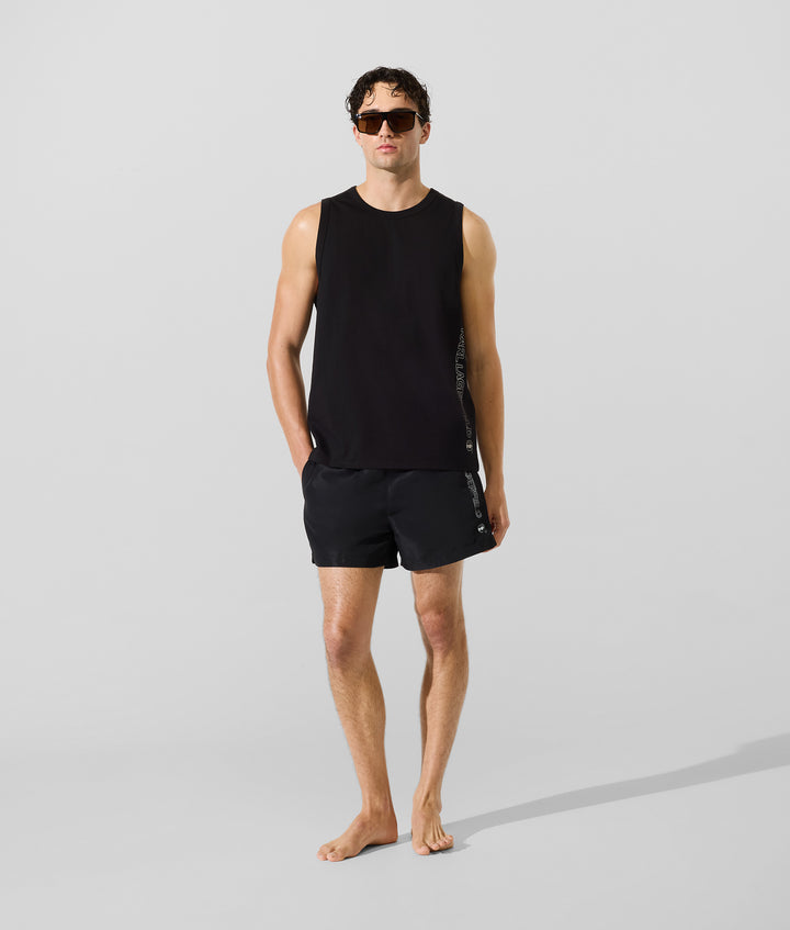 Karl Lagerfeld Ikon Metallic Beach Tank Top | Black