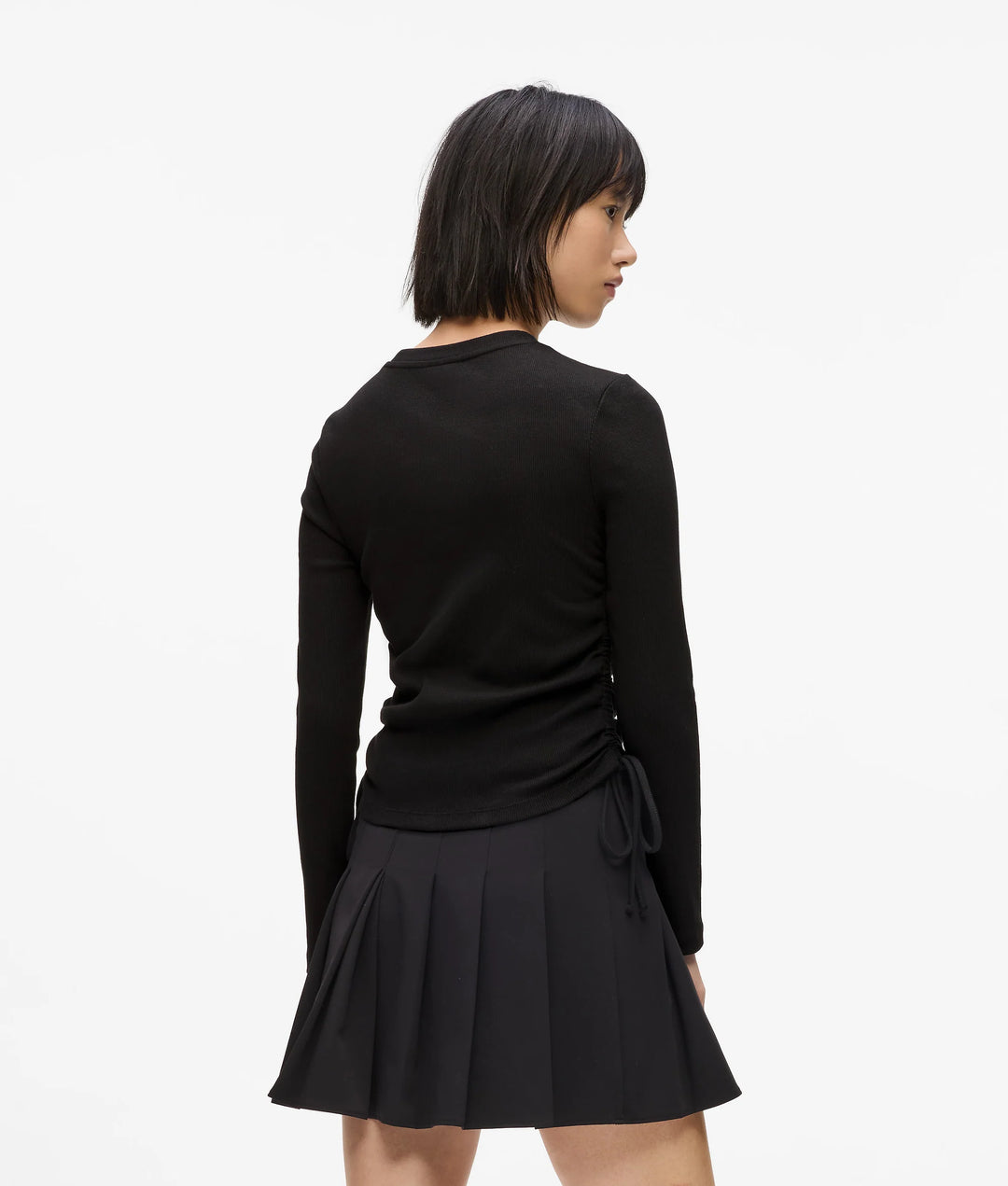 Karl Lagerfeld Ruched Ribbed Women's Top | Black