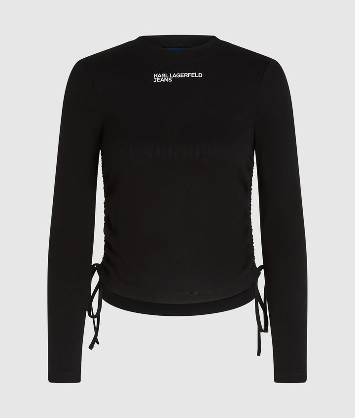Karl Lagerfeld Ruched Ribbed Women's Top | Black