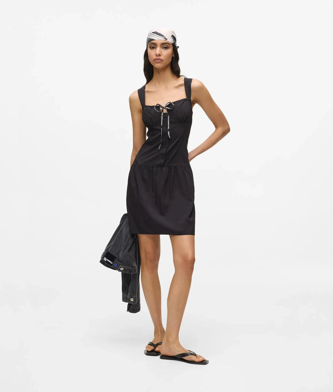 Karl Lagerfeld Tie Detail Mini Dress | Black