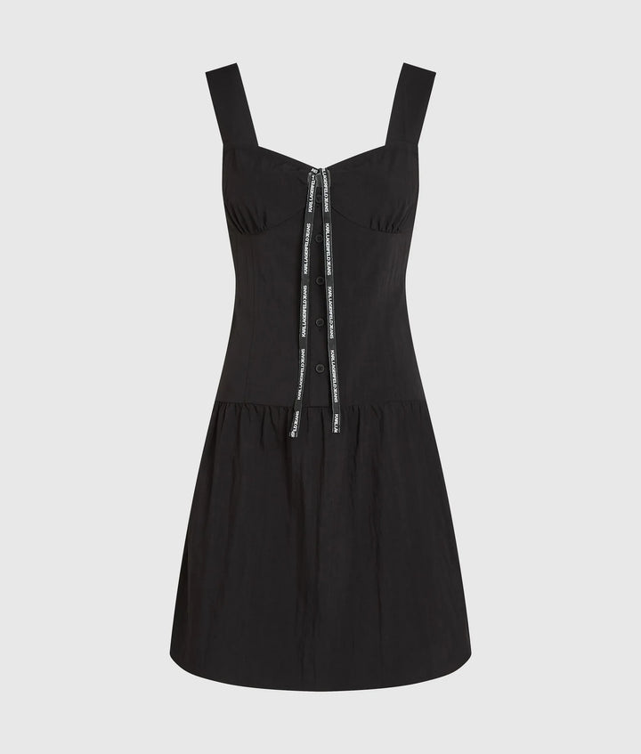 Karl Lagerfeld Tie Detail Mini Dress | Black