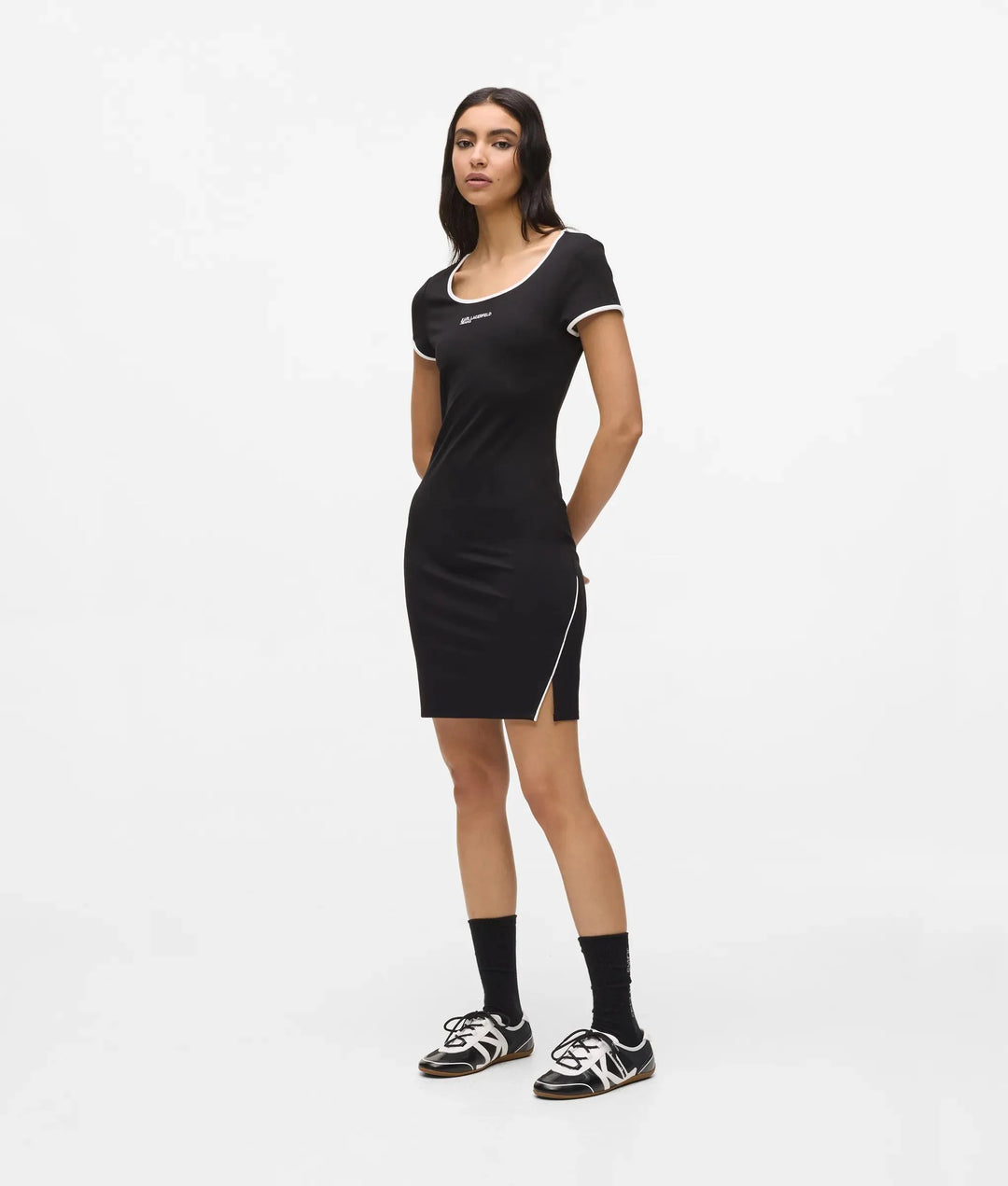 Karl Lagerfeld Short Sleeved Fitted Dress | Black