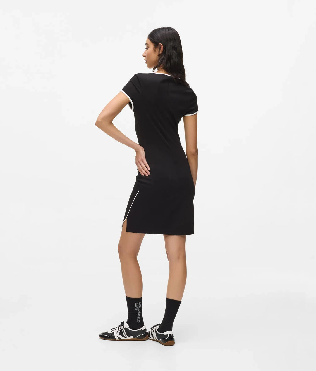 Karl Lagerfeld Short Sleeved Fitted Dress | Black