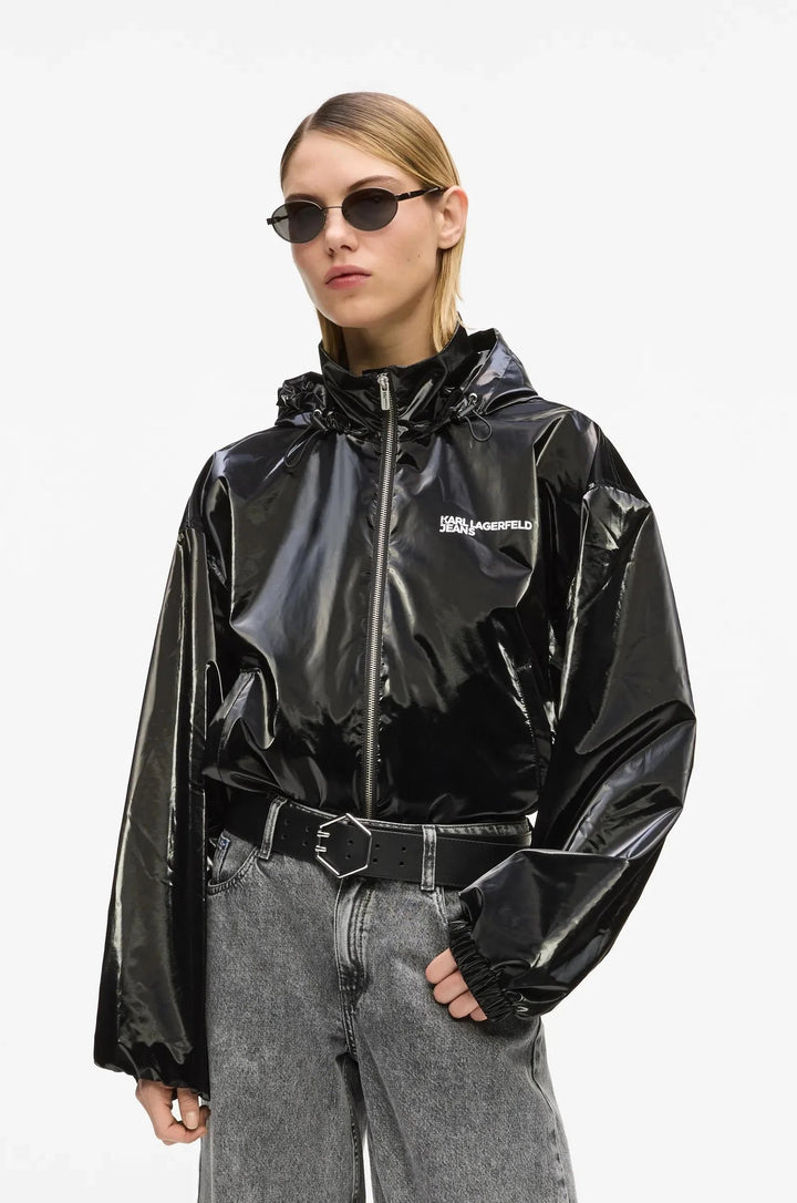 Karl Lagerfeld Shiny Hooded Women's Jacket | Black