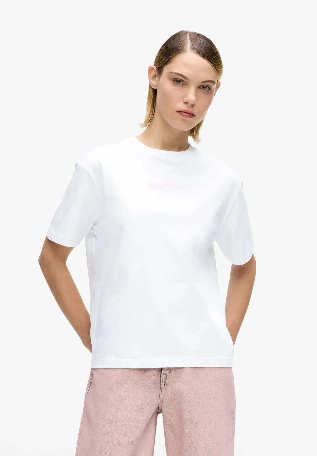 Karl Lagerfeld Regular Fit Frame Logo Women's T-shirt | White