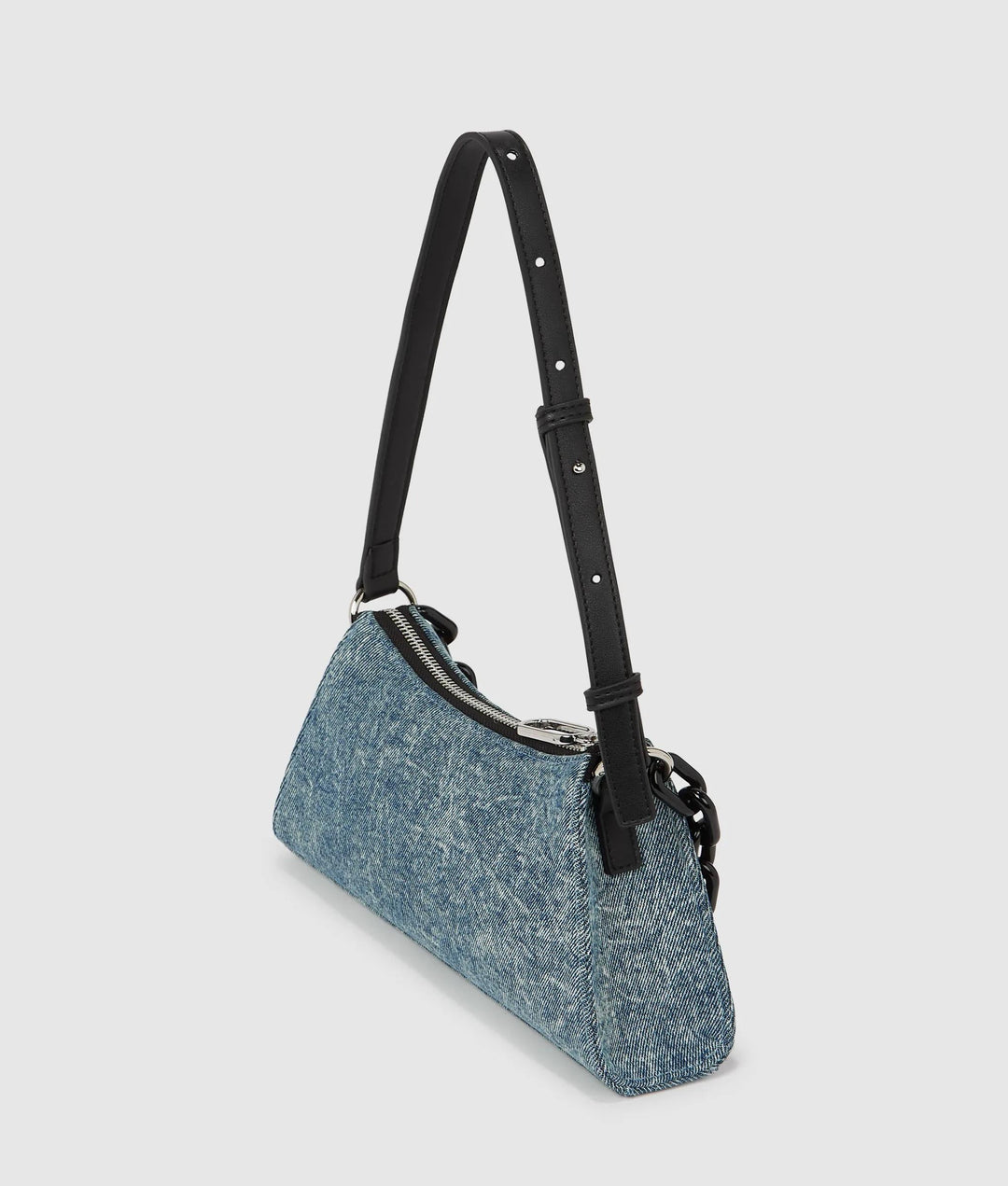 Karl Lagerfeld Denim Chain Small Shoulder Bag | Washed Denim
