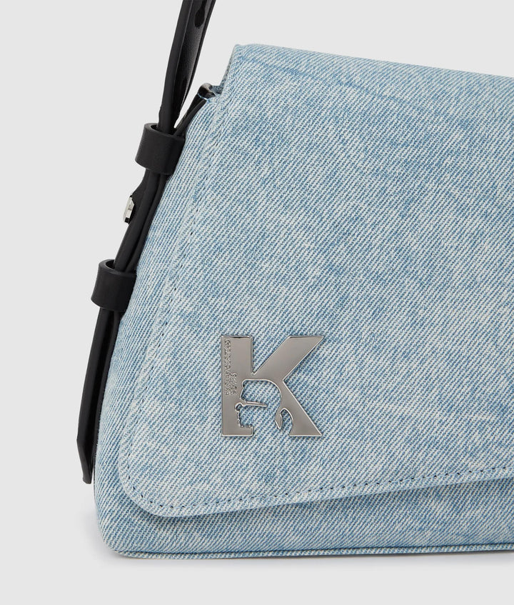 Karl Lagerfeld Geo Denim Flap Bag | Acid Light Blue
