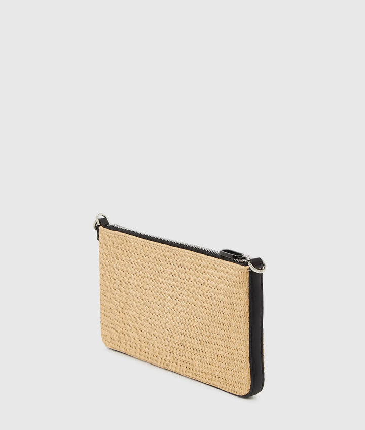 Karl Lagerfeld Woven Convertible Raffia Pouch | Natural