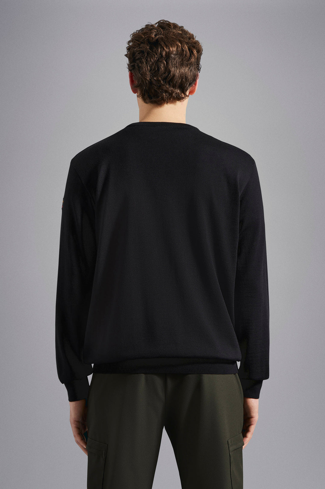 Paul & Shark Merino Wool Crewneck Pullover with Iconic Badge | Black