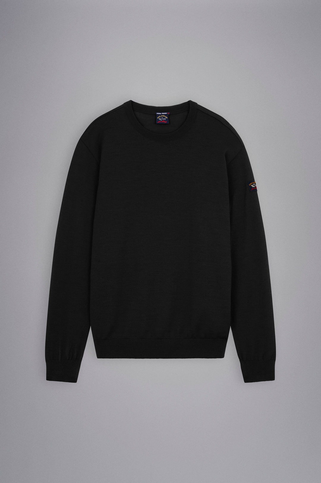 Paul & Shark Merino Wool Crewneck Pullover with Iconic Badge | Black