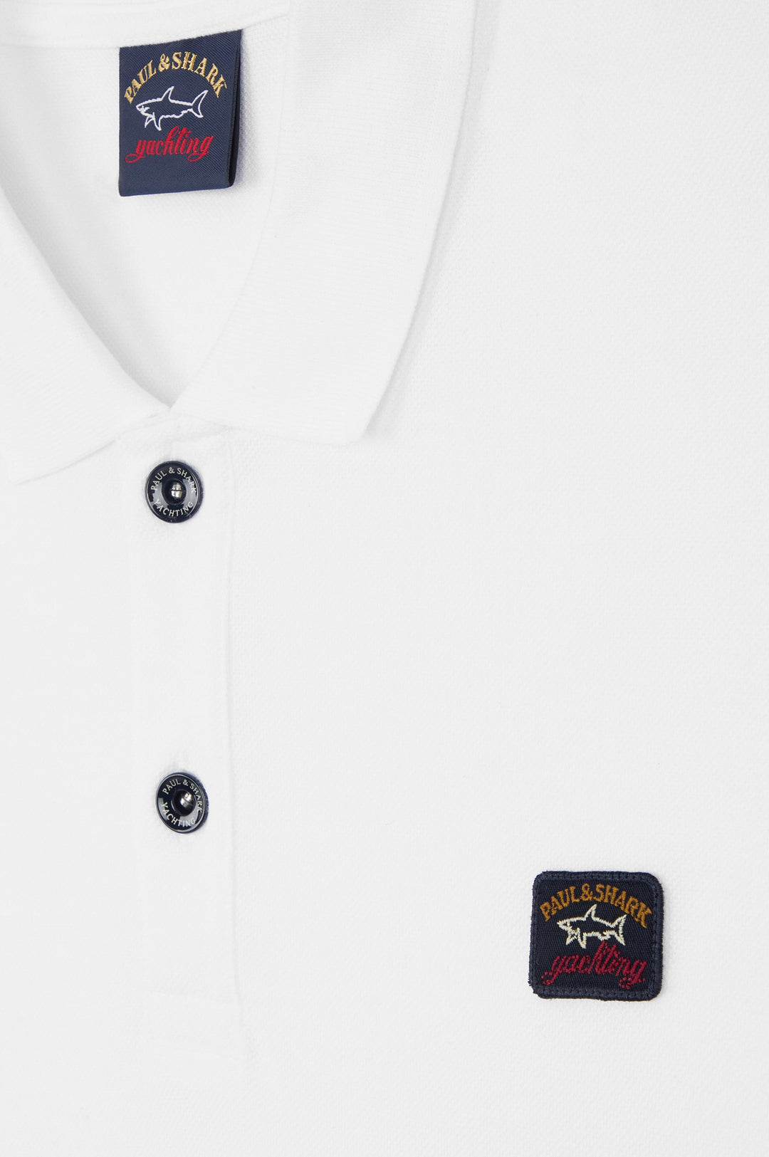 Paul & Shark Piqué Cotton Polo with Iconic Badge | White