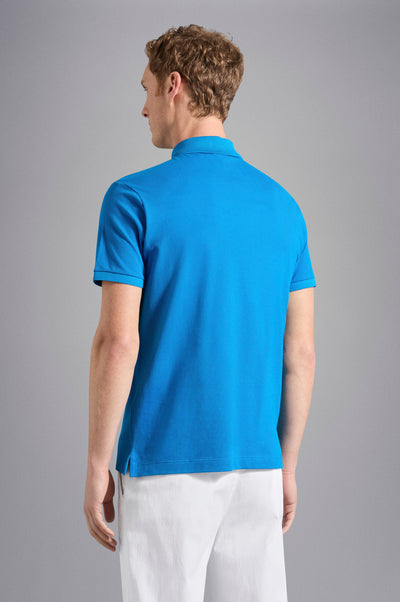 Paul & Shark Piqué Cotton Polo with Iconic Badge | Imperial Blue