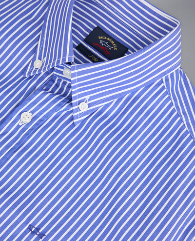 Paul & Shark Cotton Stripe Poplin Shirt | Blue/White