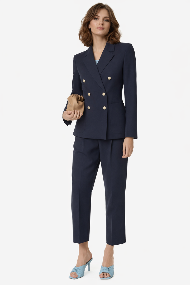 PennyBlack Double Breasted Gargano Twill Jacket | Navy