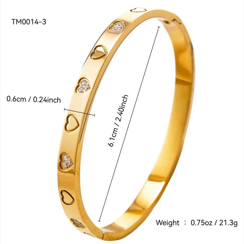 Never Needy Luxurious Shiny Bangle | Golden Heart