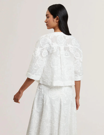 Ted Baker Collarless Boxy Fit Cropped Cardigan | White
