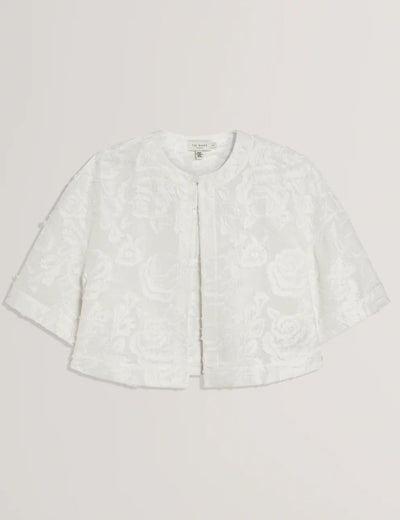 Ted Baker Collarless Boxy Fit Cropped Cardigan | White