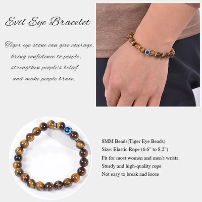Never Needy Natural Stone Beaded Eye Bracelet | Red Eye Tiger