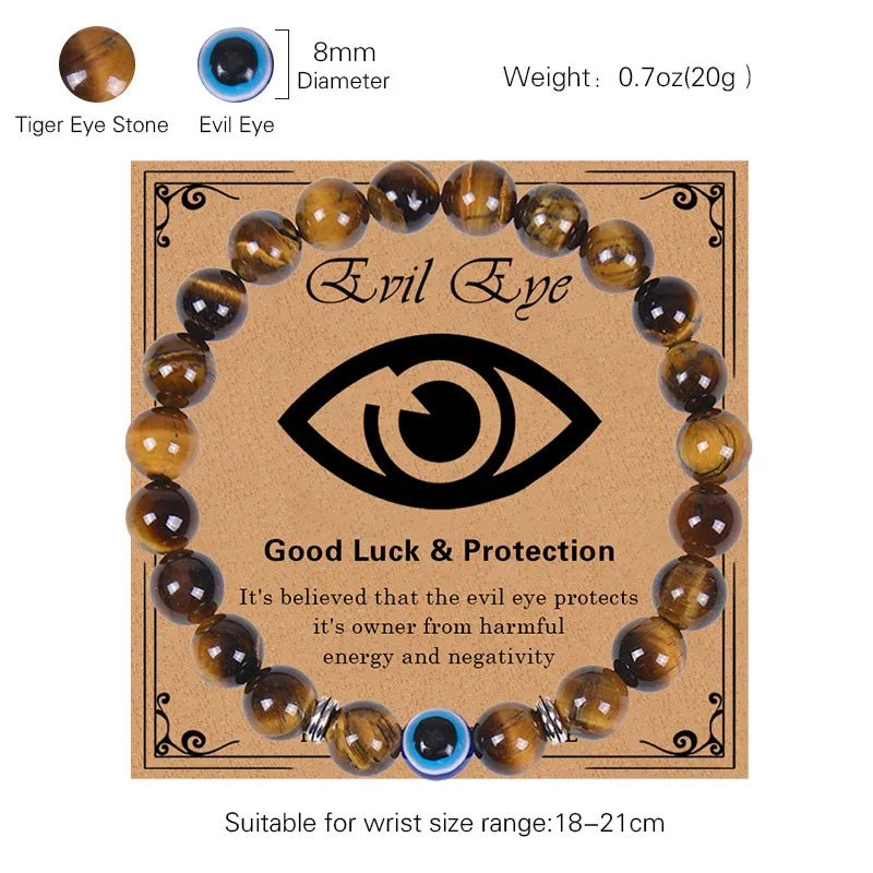 Never Needy Natural Stone Beaded Eye Bracelet | Red Eye Tiger