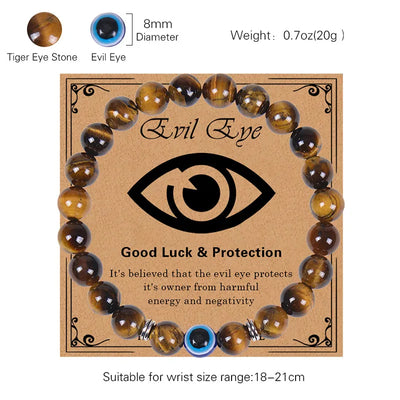 Never Needy Natural Stone Beaded Eye Bracelet | Red Eye Tiger